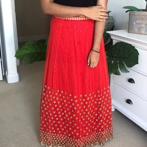Red and Gold Bridal Lehenga (Skirt ONLY)